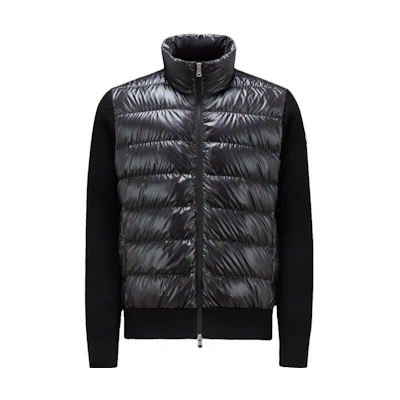 Moncler FW23 Glossy Patchwork Stand-Collar Down Jacket Black I20919B00011M1131999