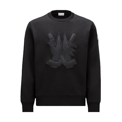 Moncler FW23 Hockey Logo Crewneck Long Sleeve Sweatshirt Black I20918G0005889A5W999
