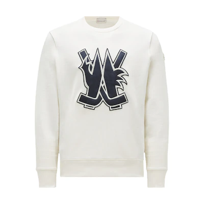 Moncler FW23 Hockey Logo Crewneck Sweatshirt White () I20918G0005889A5W032