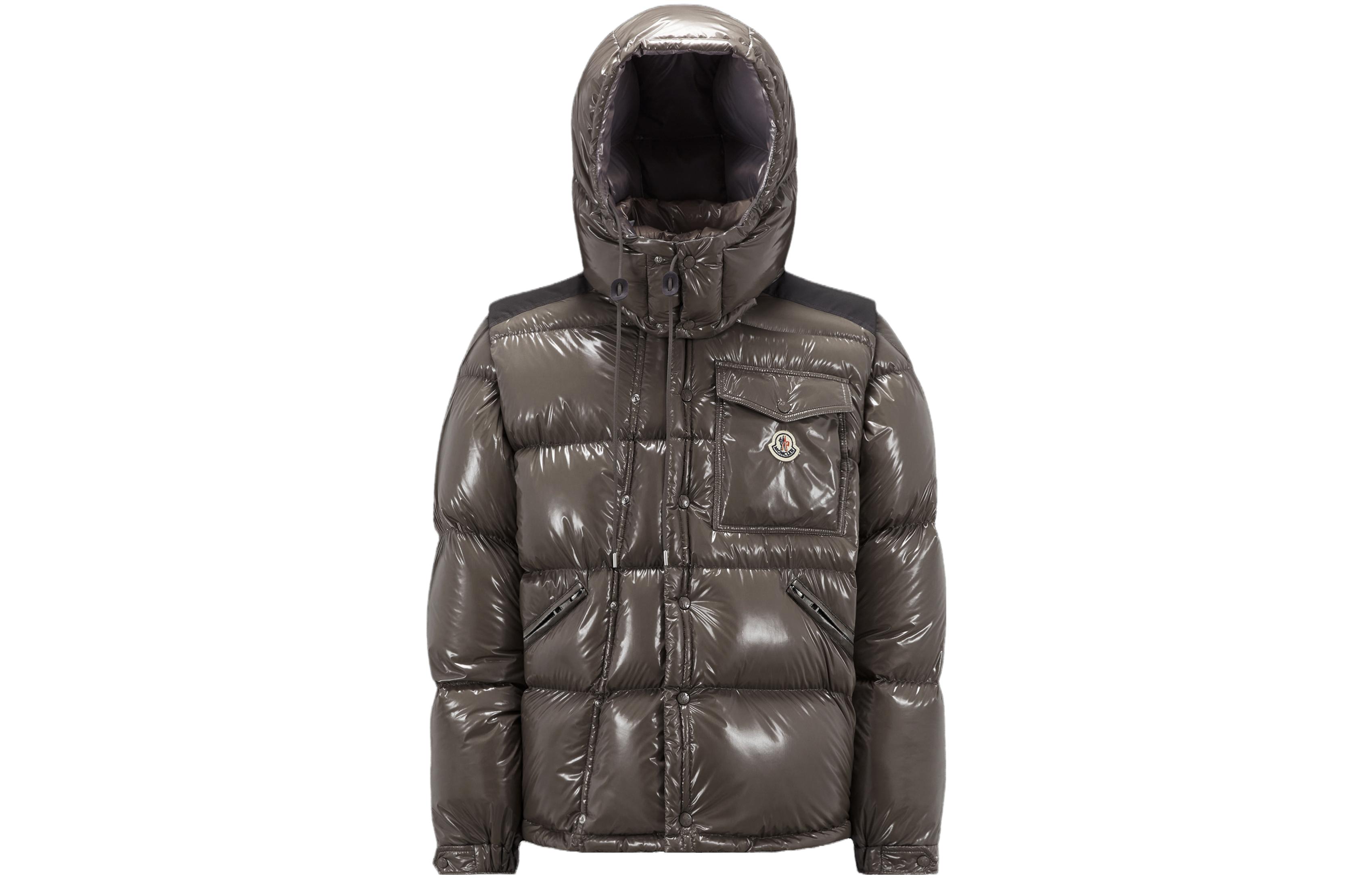 Moncler FW23 Karakorum Gray Short Down Jacket Men with Adjustable Hood & Sleeves. I20911A0014959607909