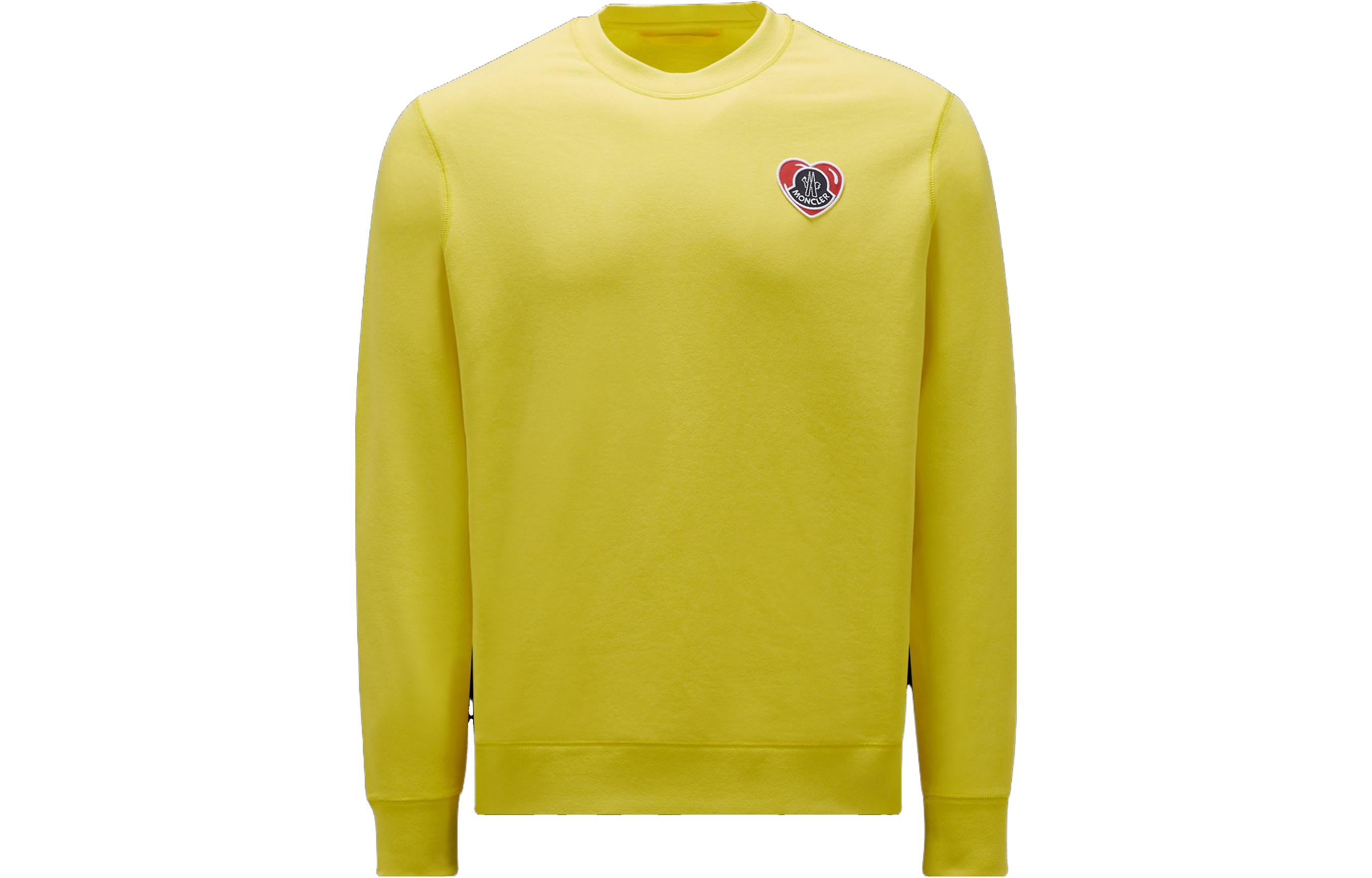 Moncler FW23 Logo Crewneck Sweatshirt Yellow Long Sleeve Pullover I20918G00043899V4140
