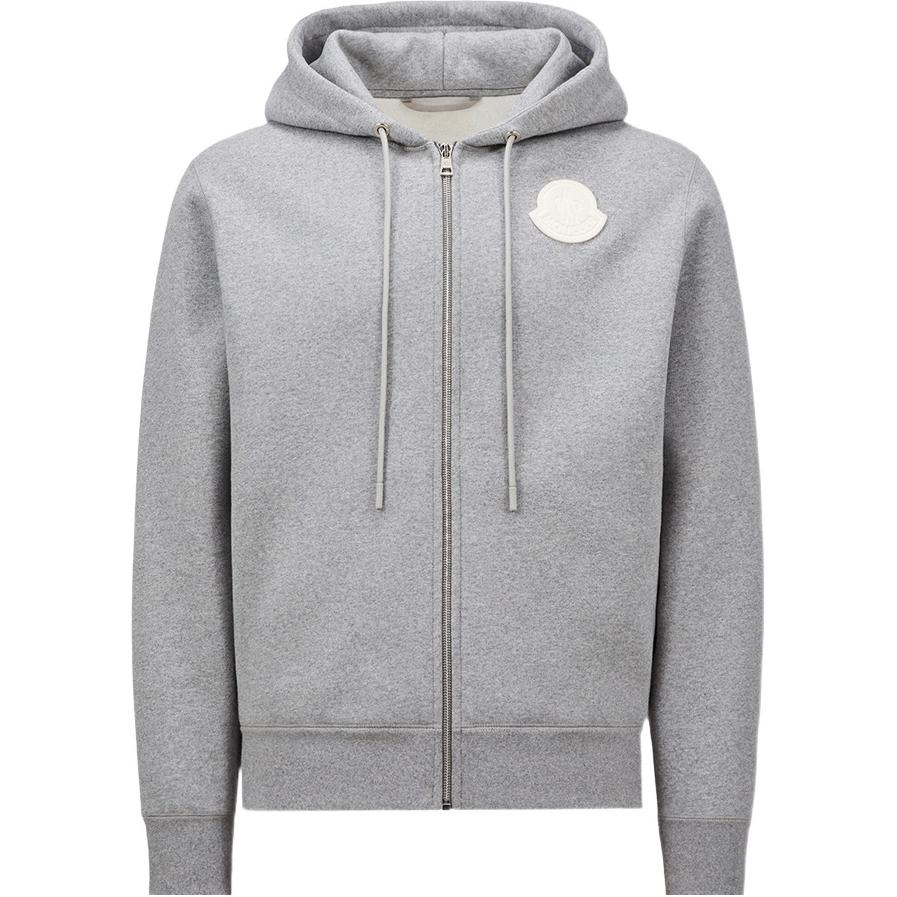 Moncler FW23 Logo Zip-Up Hoodie Grey 8G00081809KX984