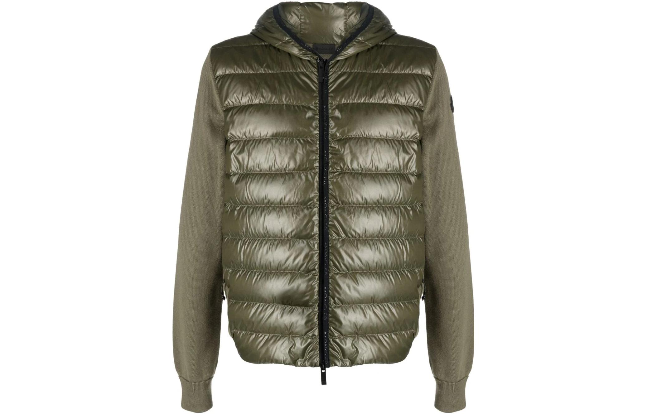 Moncler FW23 Olive Green Logo Patch Hooded Puffer Jacket I20919B00004M1113818
