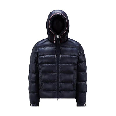 Moncler FW23 Pavin Quilted Tricolor Hooded Short Down Jacket Unisex Navy Blue I20911A00051595ZZ776