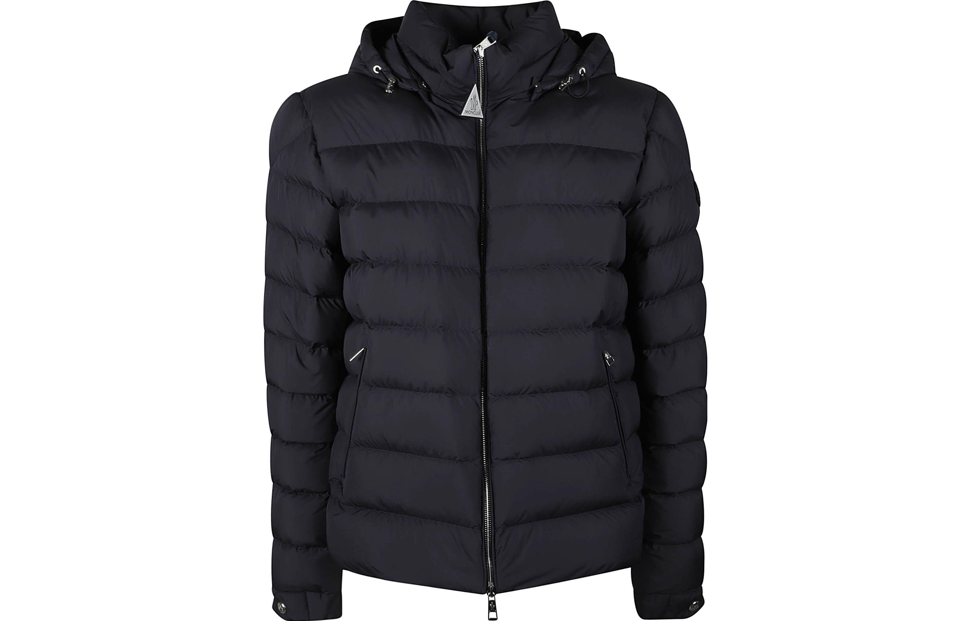 Moncler FW23 Solid Color Hooded Zip Fitted Down Jacket - Blue 1A00134549SK779