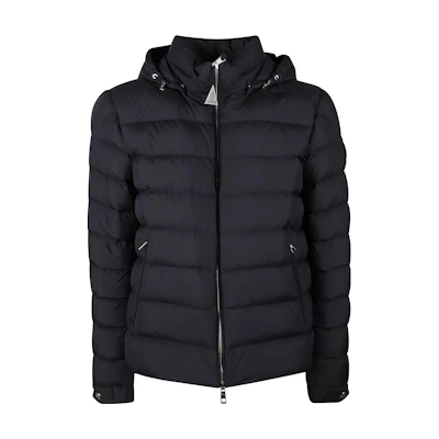 Moncler FW23 Solid Color Hooded Zip Fitted Down Jacket - Blue 1A00134549SK779