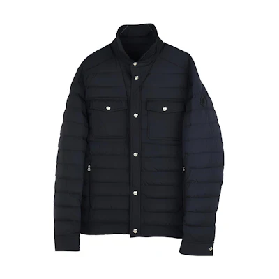 Moncler FW23 Solid Pocket Stand Collar Down Jacket - Dark Blue 1A00051-595FK-775