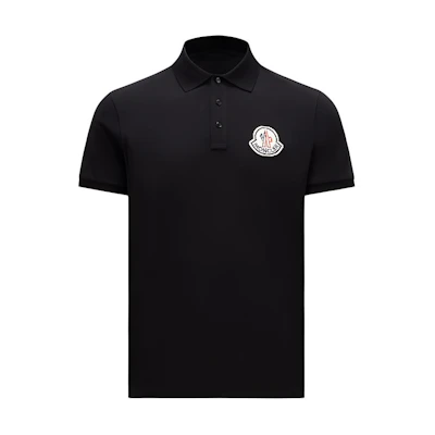 Moncler FW24 Black Logo Patch Short Sleeve Polo Shirt. J20918A0000589A16998