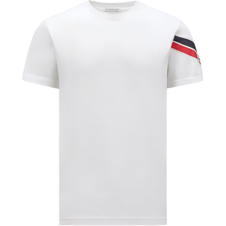 Moncler FW24  Crewneck Loose-Fit Colorblock Short-Sleeve T-Shirt Off-White J20918C0002989AKK032