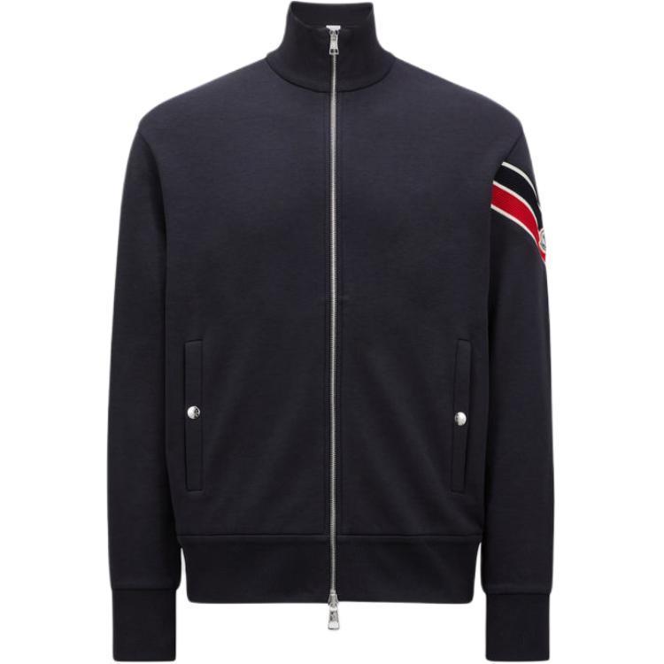 Moncler FW24  Navy Colorblock Zip-Up Long-Sleeve Sweatshirt. J20918G0000189A8F778