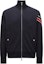 Order Moncler FW24 Navy Colorblock Zip-Up Sweatshirt Lengan Panjang. J20918G0000189A8F778