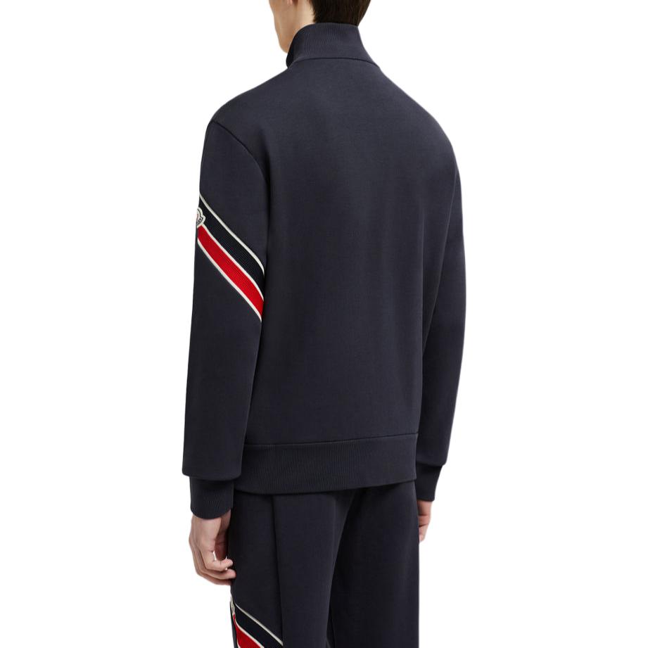 Purchase Moncler FW24 Navy Colorblock Zip-Up Sweatshirt Lengan Panjang. J20918G0000189A8F778