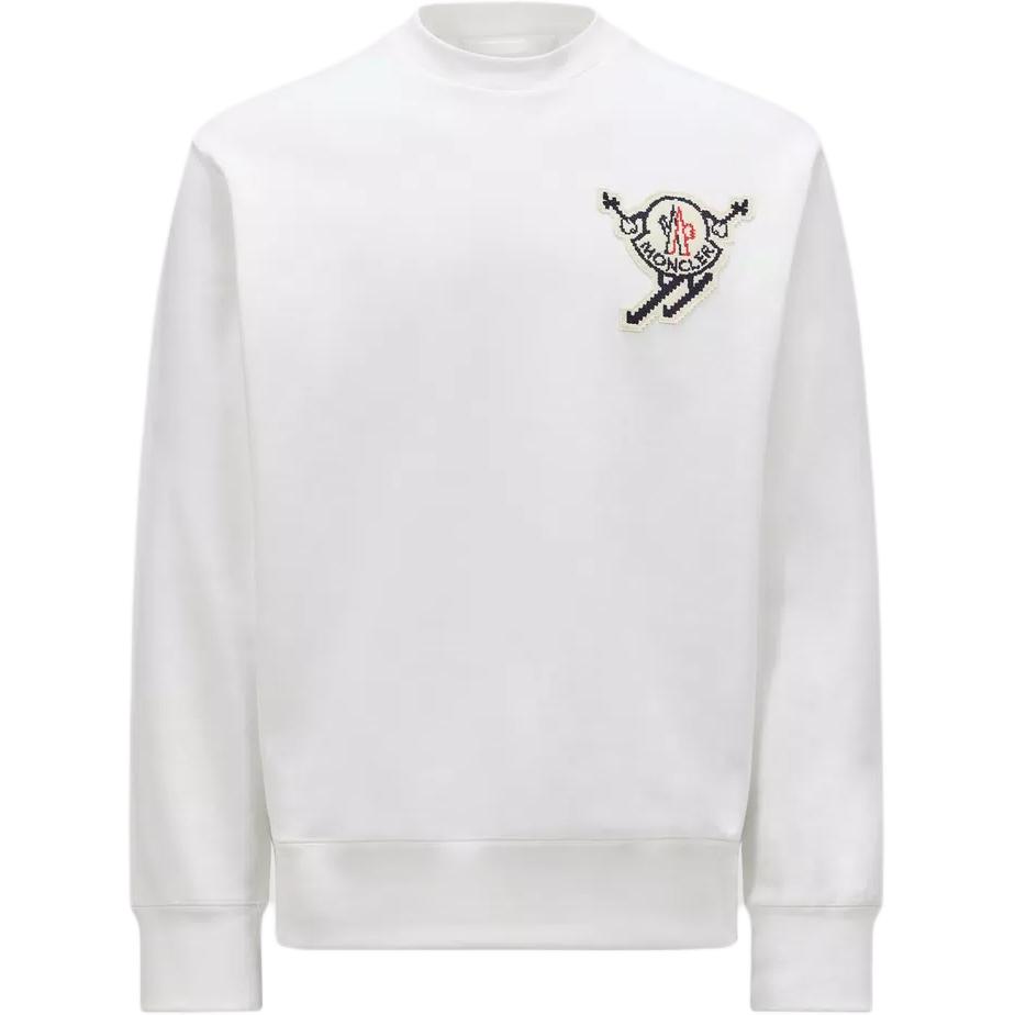 Order 몽클레어 FW24 화이트 로고 패치 오버사이즈 긴팔 크루넥 티셔츠 J20918G00016899V4034