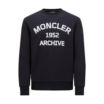 Moncler FW24 Alphabet Print Navy Blue Crewneck Sweatshirt Men J20918G0002689A8F778