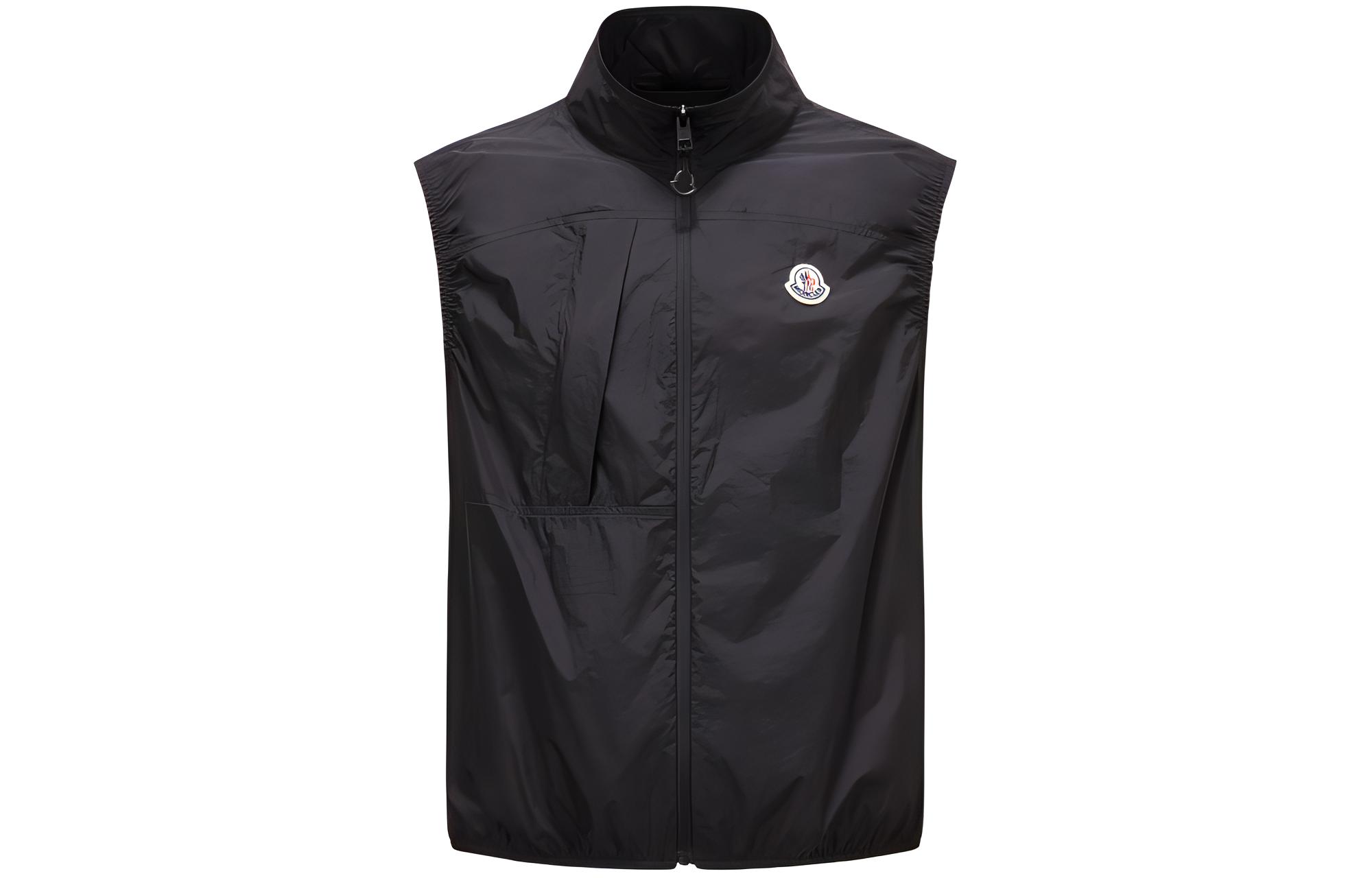 Moncler FW24 ARASHI Black Unisex Sleeveless Zip-Up Vest with Logo Patch J10911A001225396L999