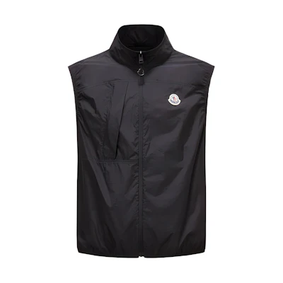 Moncler FW24 ARASHI Black Unisex Sleeveless Zip-Up Vest with Logo Patch J10911A001225396L999