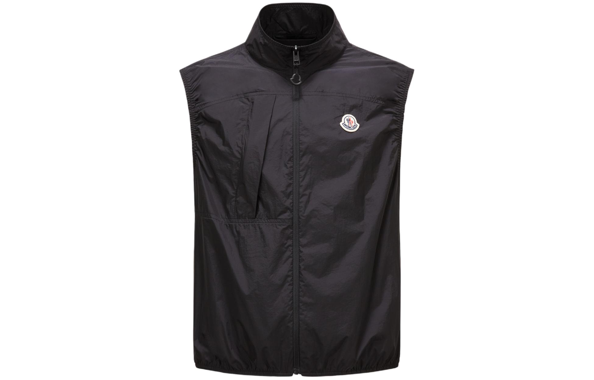 Order Moncler FW24 ARASHI Hitam Vest Zip Tanpa Lengan Logo Patch untuk Semua. J10911A001225396L999