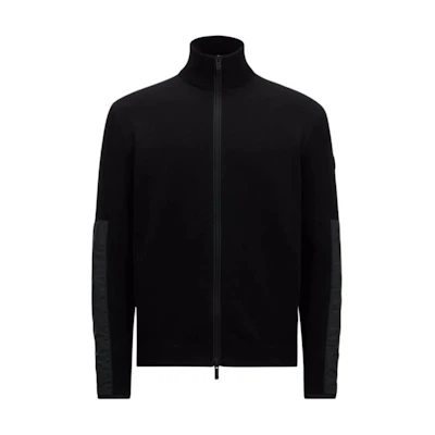 Moncler FW24 Black Cotton Stand-Collar Jacket with Two-Way Zipper J20919B00009M1367999