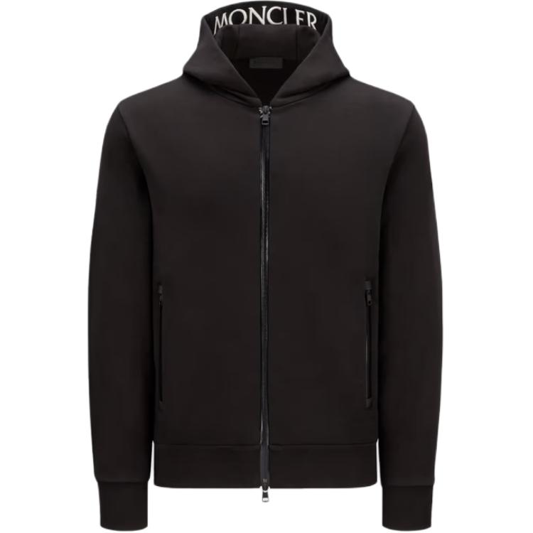 Moncler FW24 Black Hooded Jacket with Logo Lettering J20918G00081V8183999