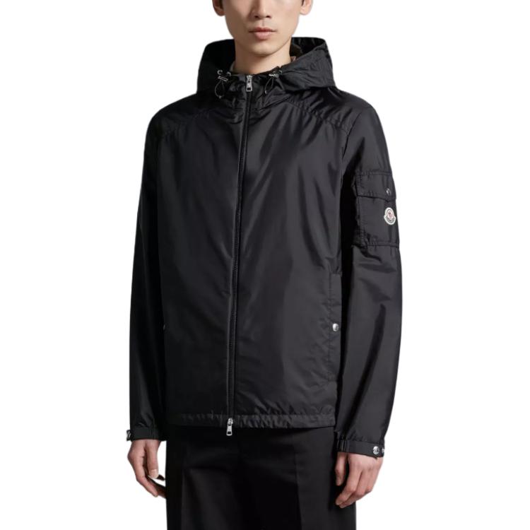 Shop Moncler FW24 男士Etiache純色連帽拉鍊外套大衣 J10911A001015968E999