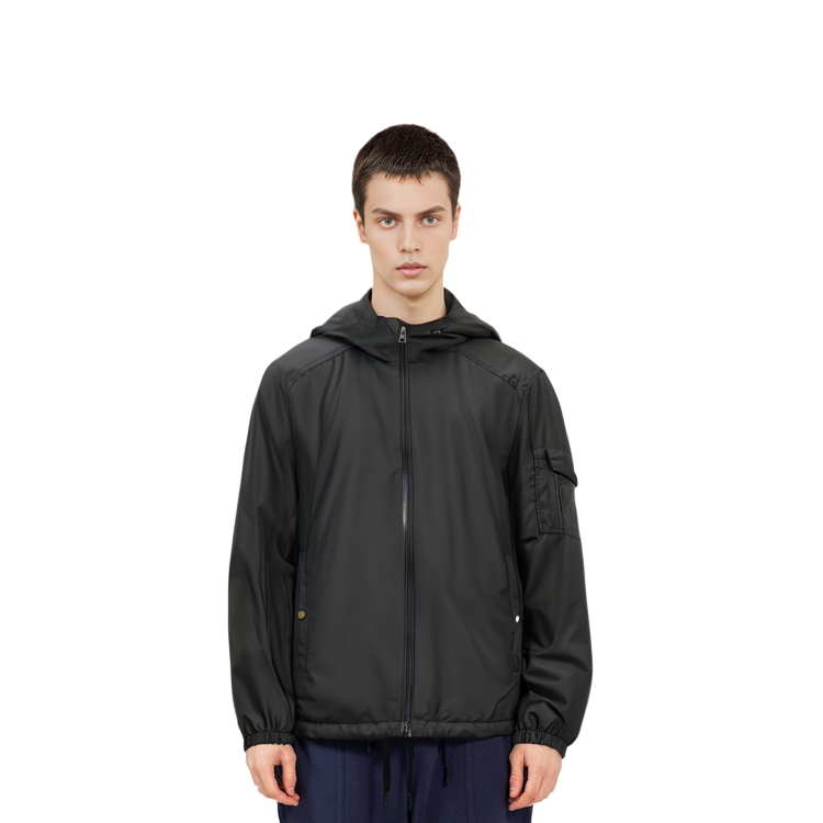 Purchase Moncler FW24 男士Etiache純色連帽拉鍊外套大衣 J10911A001015968E999