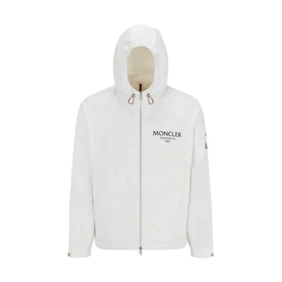 Moncler FW24 GRANERO Letter Logo Hooded Zip-Up Jacket White Men J10911A0002654A91034