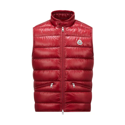 Moncler FW24 GUI Lightweight Zip-Up Vest Red - Casual Logo Gilet J20911A1070053029465
