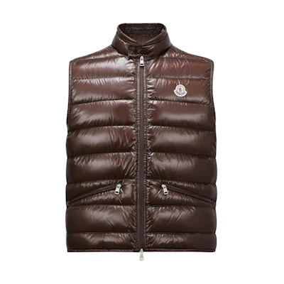 Moncler FW24 GUI Series Lightweight Zip Logo Vest Brown Unisex J20911A1070053029257