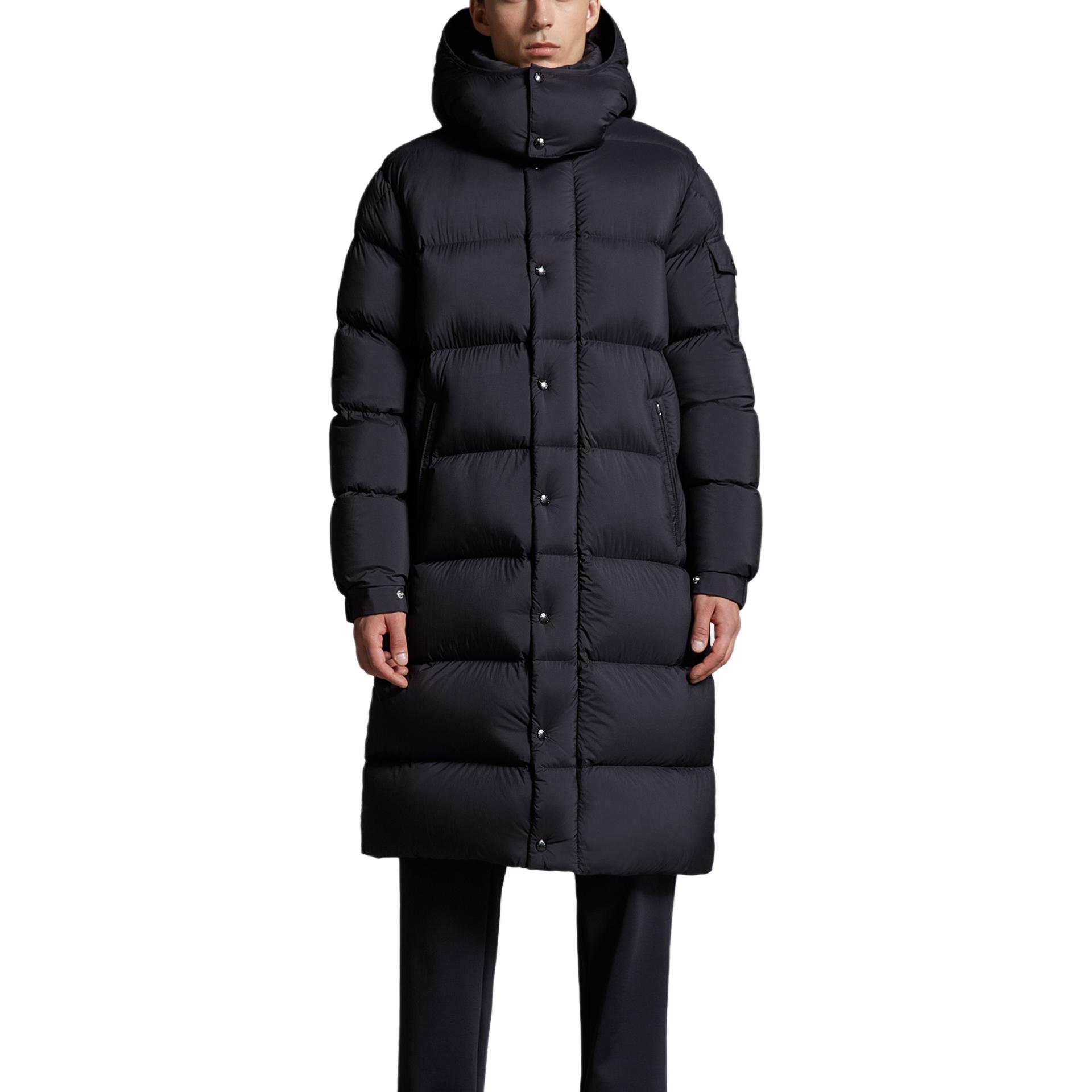 Lookbook Moncler FW24 Hanoverian Chaqueta Larga Unisex Negra Acolchada Impermeable con Capucha J20911C0001853333999