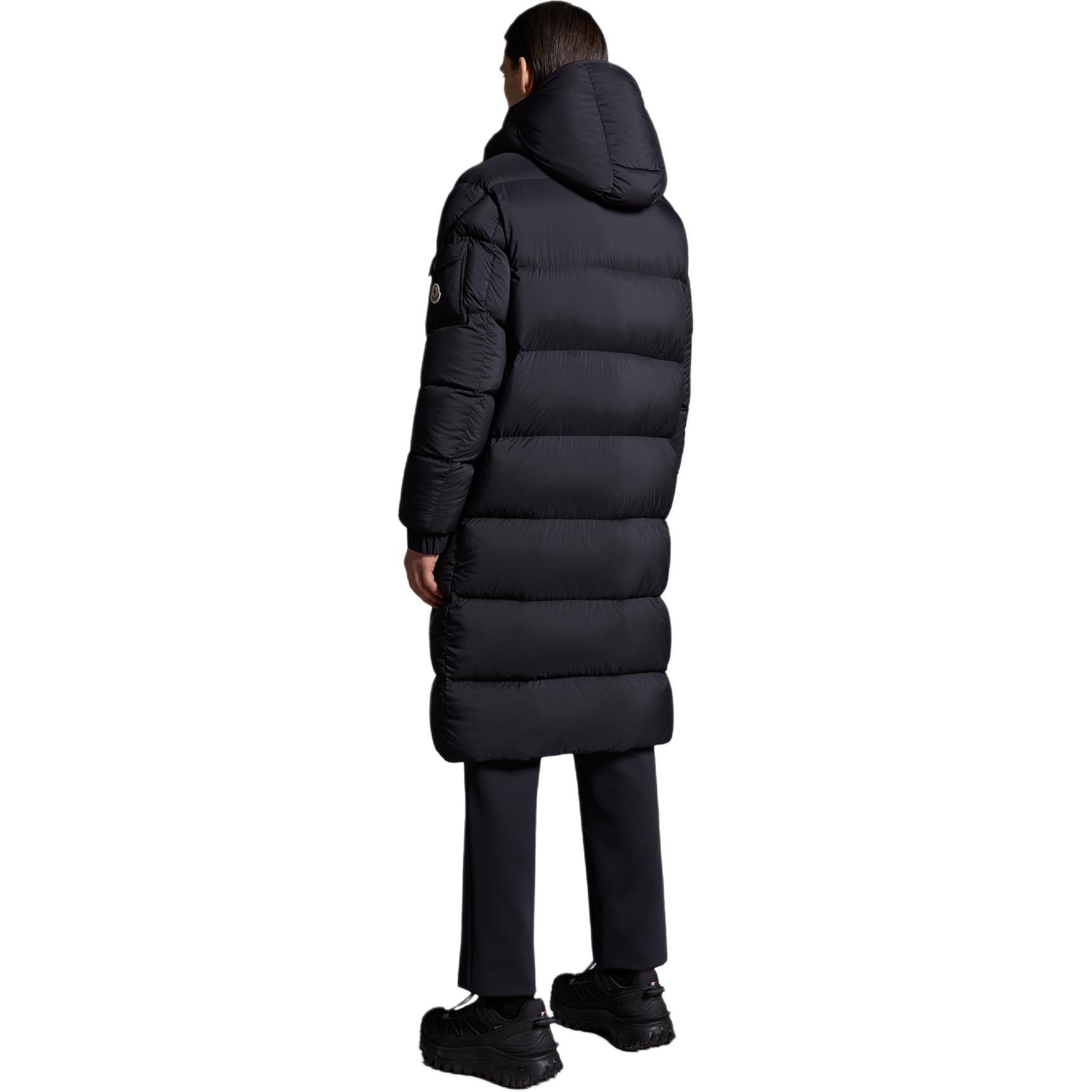 Shop Moncler FW24 Hanoverian Chaqueta Larga Unisex Negra Acolchada Impermeable con Capucha J20911C0001853333999