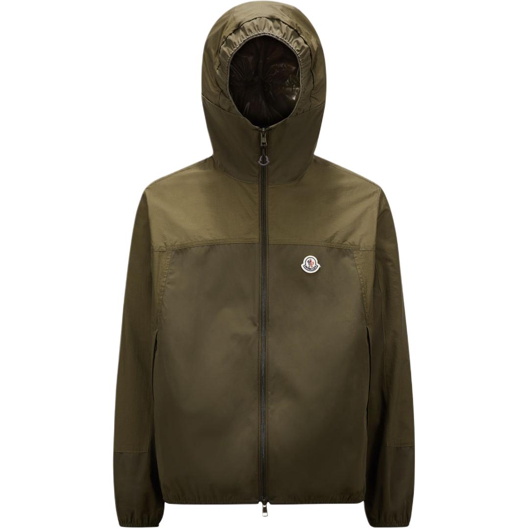 Moncler FW24 Kona Olive Green Logo Hooded Windbreaker Jacket for Men J20911A00029597W3893