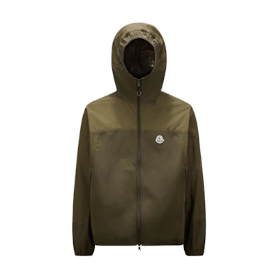 Moncler FW24 Kona Olive Green Logo Hooded Windbreaker Jacket for Men J20911A00029597W3893
