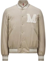 Moncler FW24 Lateltin Varsity Patch Embroidered Logo Snap Jacket Beige Men. J20911A0007354A91208 Moncler FW24 Lateltin Varsity Patch Embroidered Logo Snap Jacket Beige Men. J20911A0007354A91208