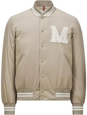 Moncler FW24 Lateltin Varsity Patch Embroidered Logo Snap Jacket Beige Men. J20911A0007354A91208 Buy Moncler FW24 Lateltin Varsity Patch Embroidered Logo Snap Jacket Beige Men. J20911A0007354A91208
