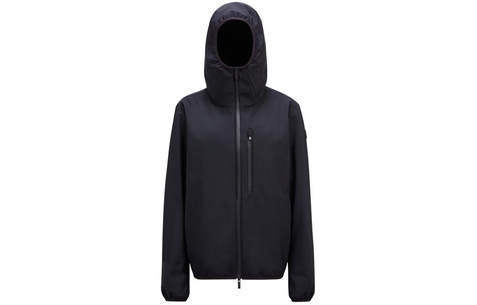 Moncler FW24 Lausfer Unisex Black Hooded Short Down Jacket with Badge. J10911A00014539DK999