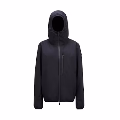 Moncler FW24 Lausfer Unisex Black Hooded Short Down Jacket with Badge. J10911A00014539DK999