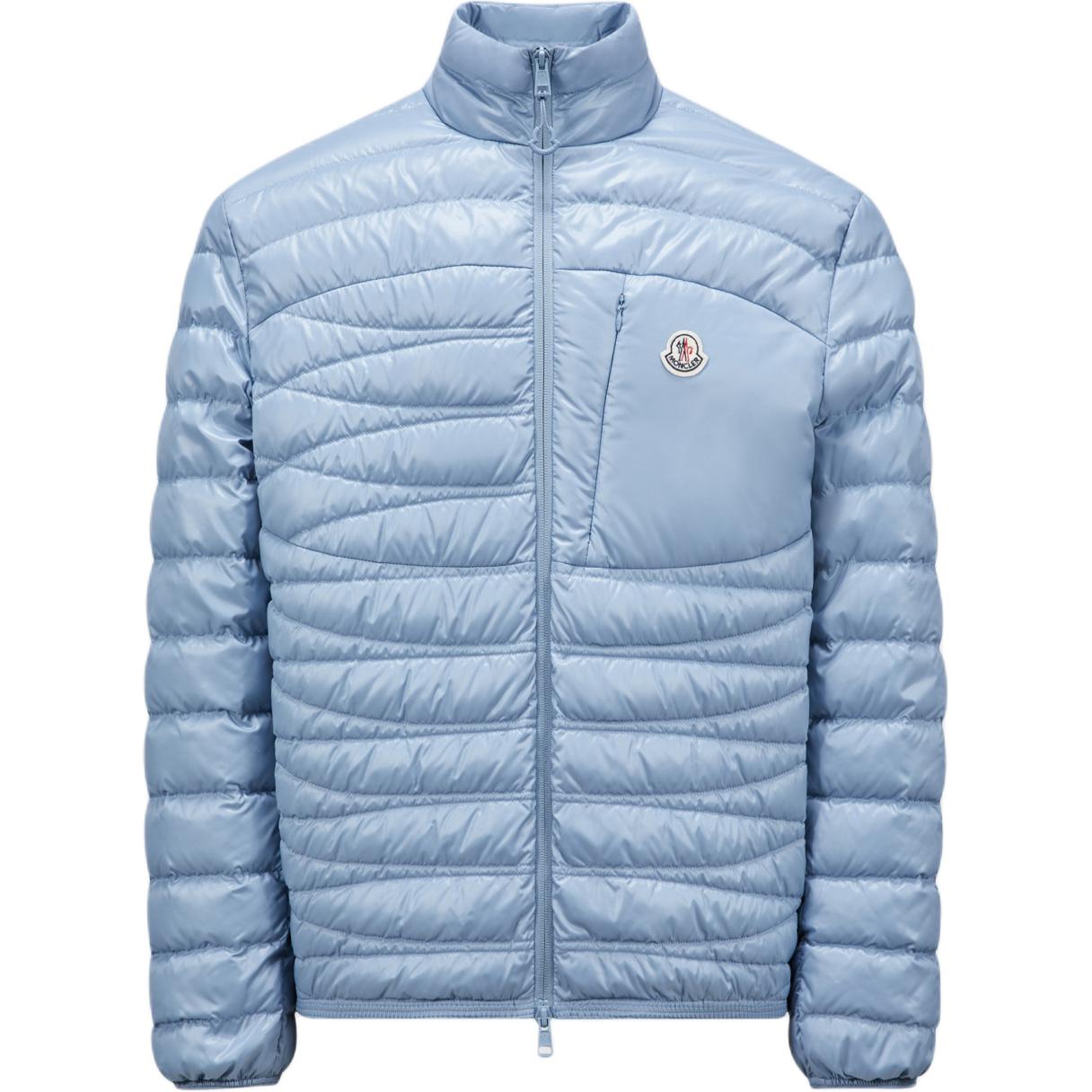 Moncler FW24 Leveche Light Down Jacket Geometric Quilted Unisex in Light Blue. J20911A00019595GJ71G