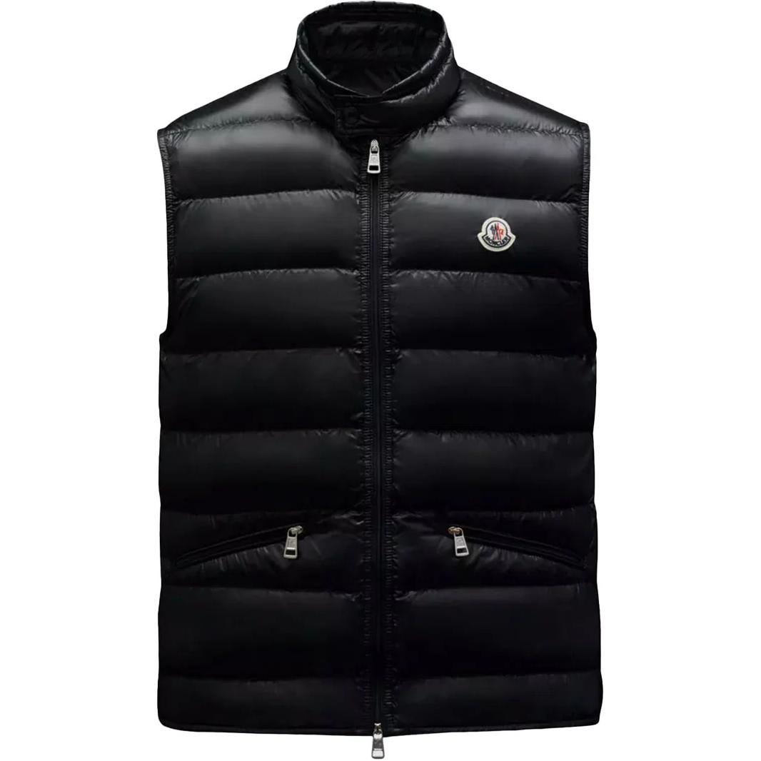 Order Moncler FW24 輕量拉鍊Logo背心 男女通用 黑色款 J20911A1070053029999