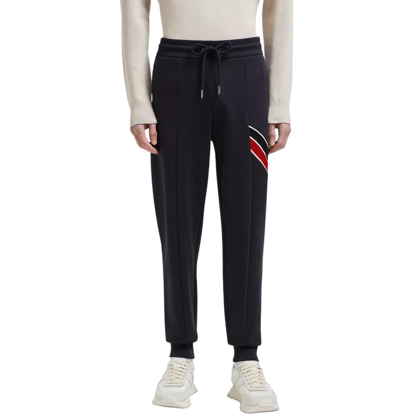 Lookbook Moncler FW24 Pantalones Joggers de Punto con Cordón y Logo - Azul Marino J20918H0000189A8F778