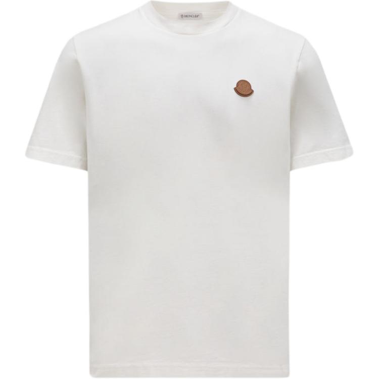 Order モンクレール FW24 ロゴパッチ クルーネック 半袖Tシャツ ホワイト メンズ J20918C000208390T034