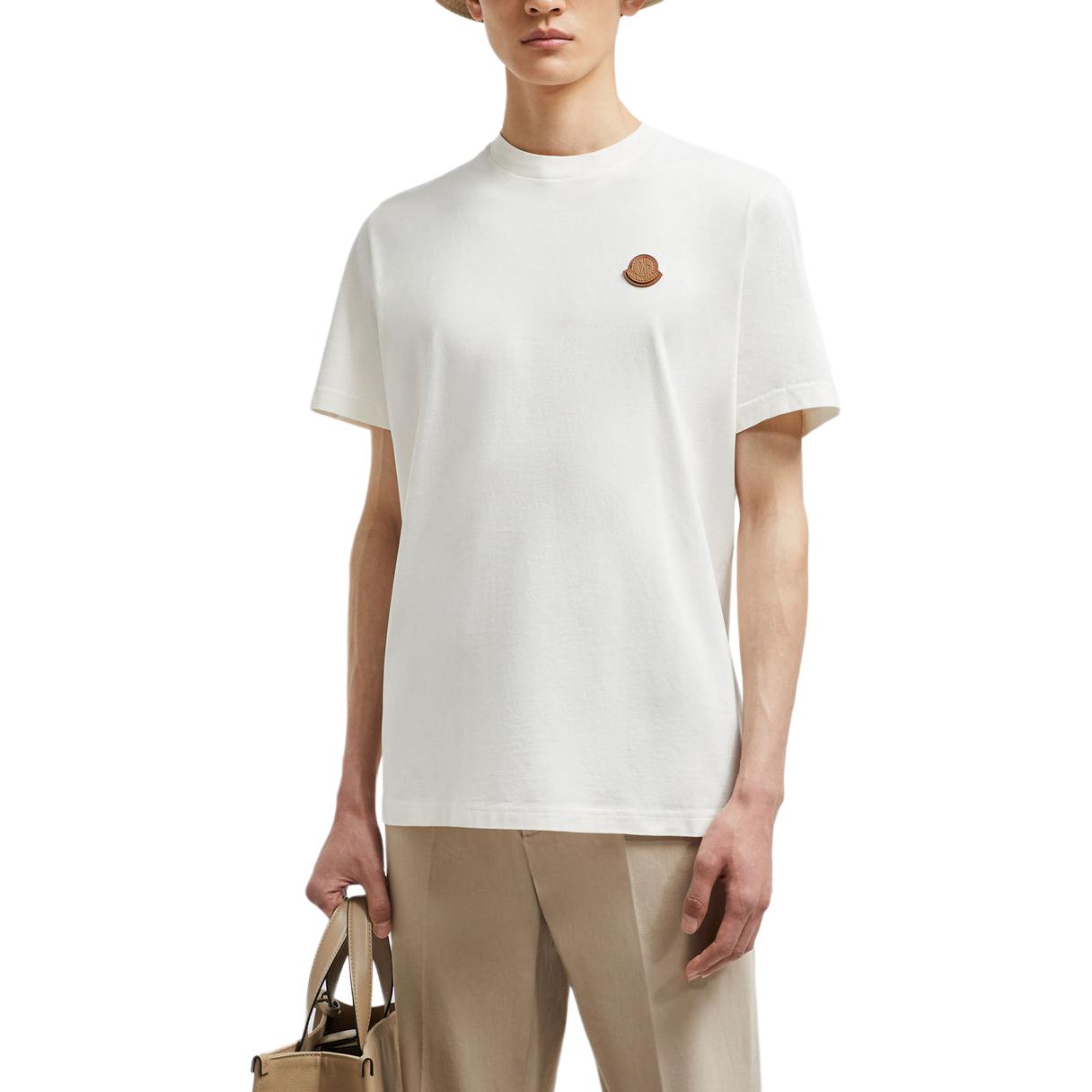 Purchase モンクレール FW24 ロゴパッチ クルーネック 半袖Tシャツ ホワイト メンズ J20918C000208390T034