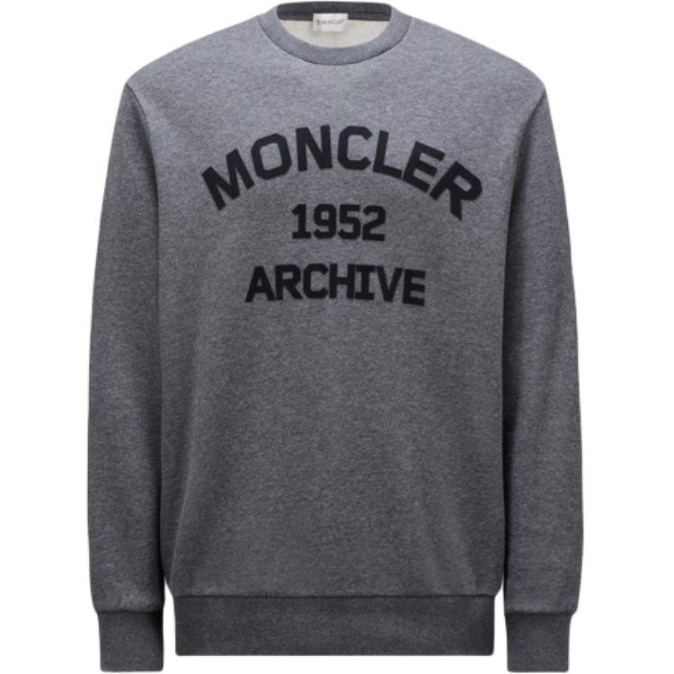 Moncler FW24 Logo Print Pullover Sweatshirt Dark Gray J20918G0002689A8F989