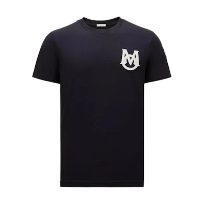 Moncler FW24 Logo Print Unisex Crewneck T-Shirt Blue/Black J20918C000218390T778
