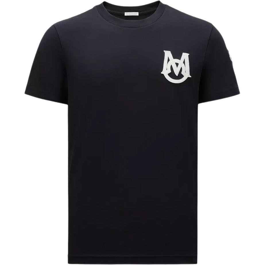 Order モンクレール FW24 ロゴプリント ユニセックス クルーネック Tシャツ ブルー/ブラック J20918C000218390T778