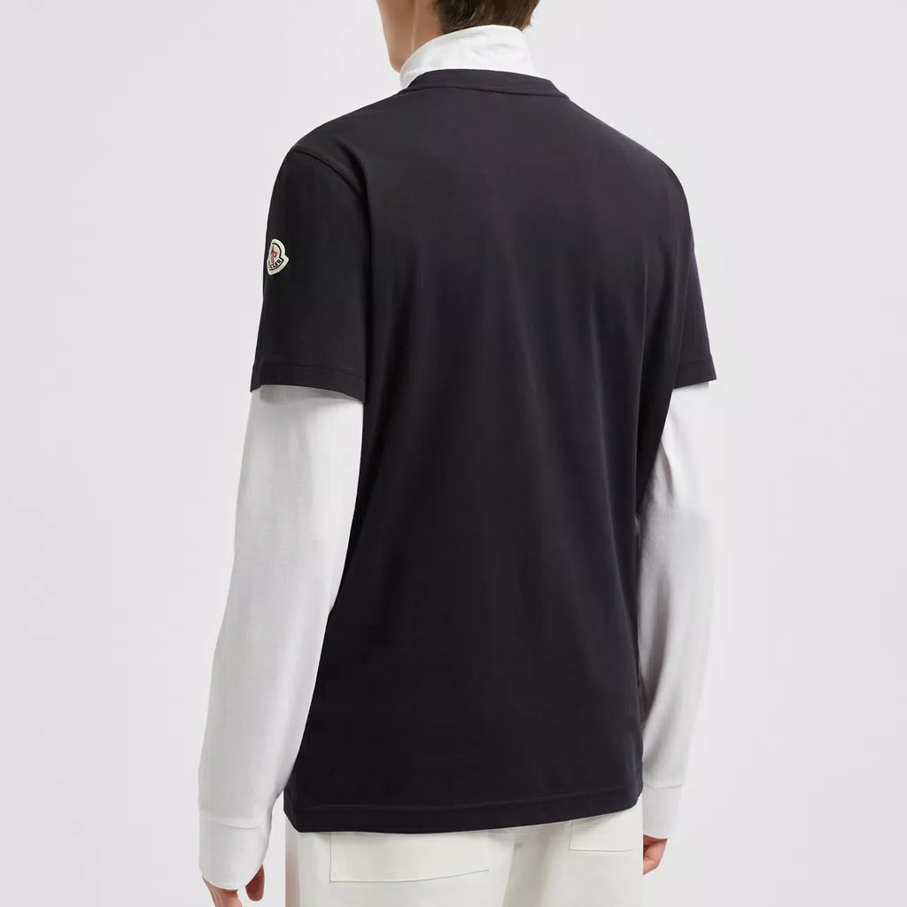 Purchase モンクレール FW24 ロゴプリント ユニセックス クルーネック Tシャツ ブルー/ブラック J20918C000218390T778