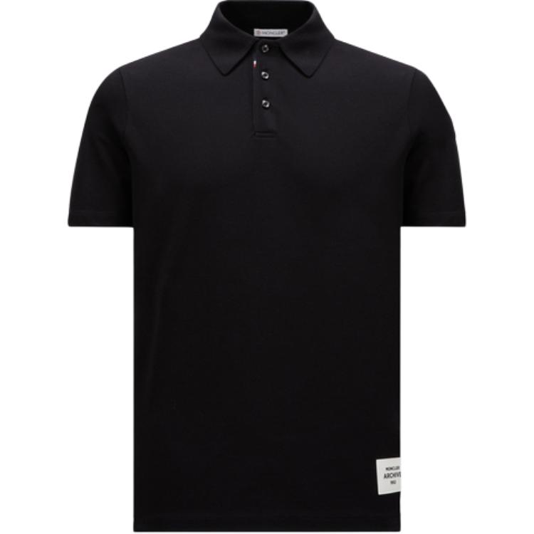 Moncler FW24 Logo Tag Regular Fit Polo Shirt Black - J20918A0000689A16999