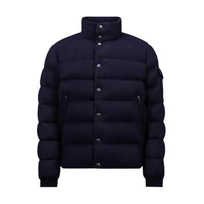 Moncler FW24 LULE Unisex Blue Down Jacket with Logo and Stand Collar. J20911A001555981B779