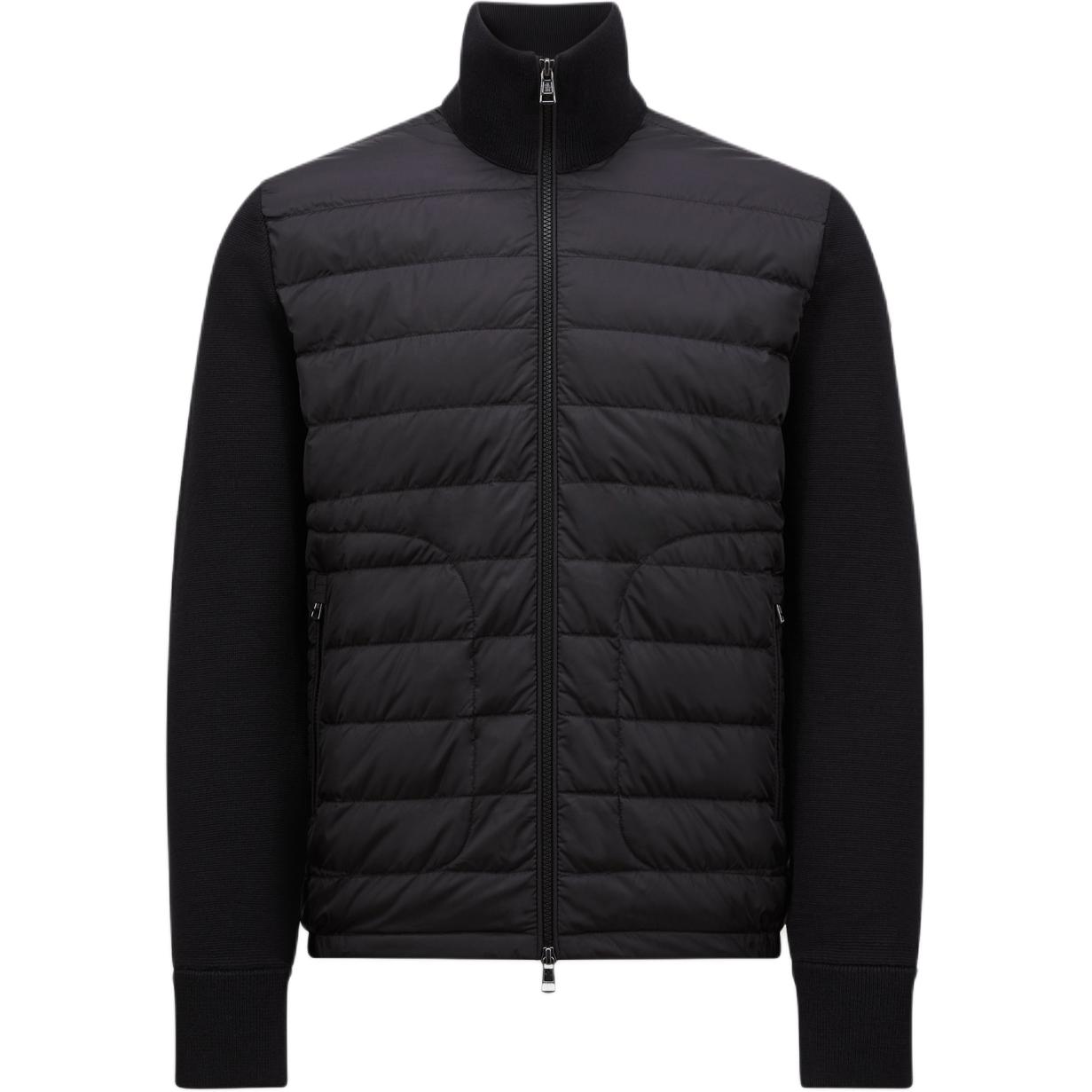 Moncler FW24 Padded Corduroy Down Jacket Black Unisex Wool-Blend High Collar. J20919B50700A9341999