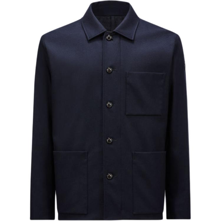 Moncler FW24 Roda Single-Breasted Chest Pocket Loose Jacket Shirt Navy J20911G00022596LQ742