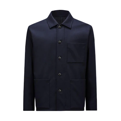 Moncler FW24 Roda Single-Breasted Chest Pocket Loose Jacket Shirt Navy J20911G00022596LQ742